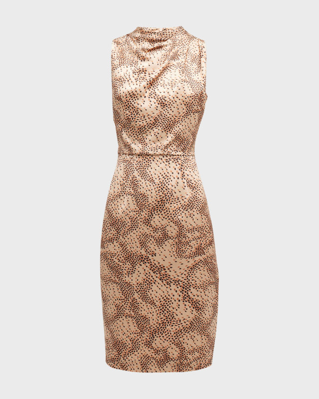 Corrine Mock-Neck Abstract-Print Sheath Dress
